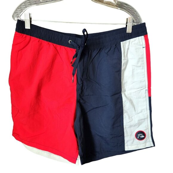 Quiksilver Surf Swim Trunk 6" Men's XL Patriotic American July 4th Colorblock - Picture 2 of 12